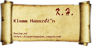 Klemm Hasszán névjegykártya